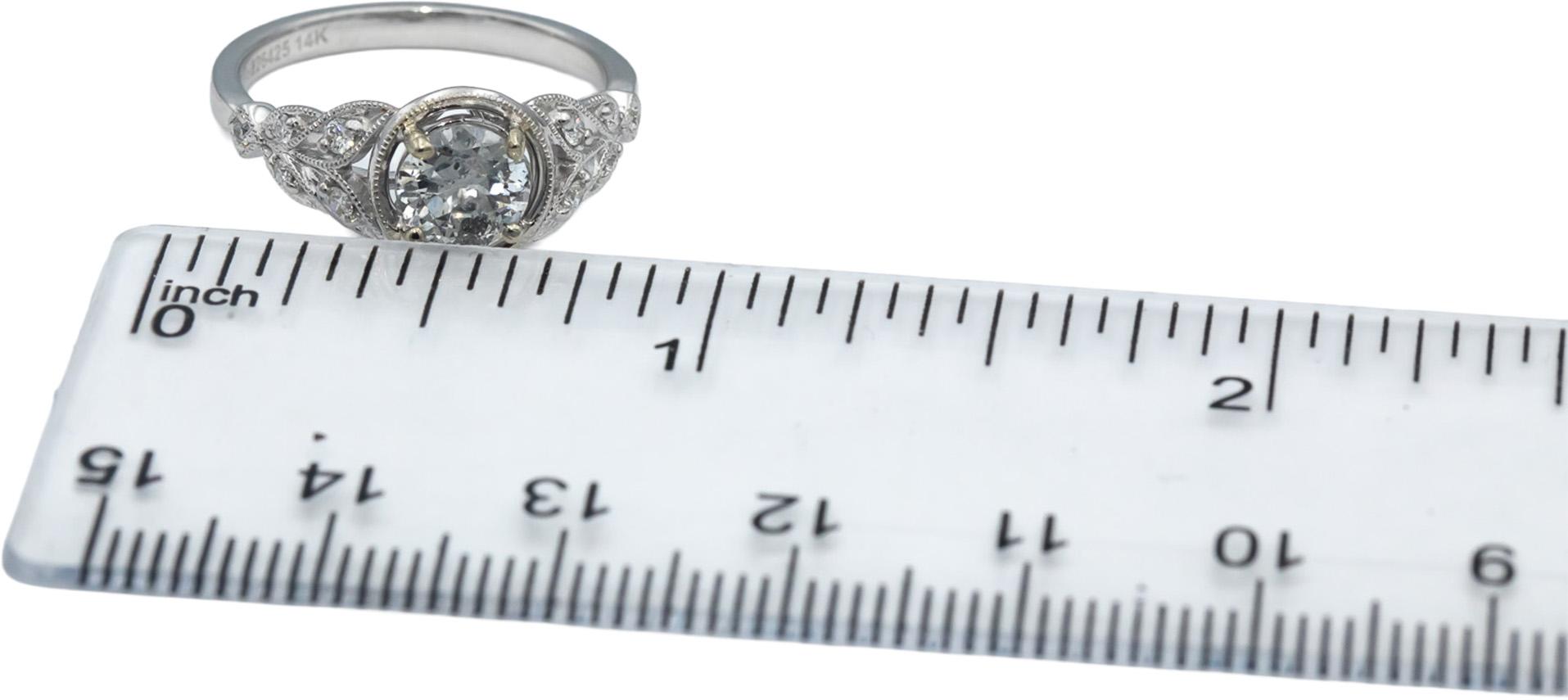 Vintage Antique 14k White Gold Diamond Engagement Ring 0.85CT w/ 0.75CT Center