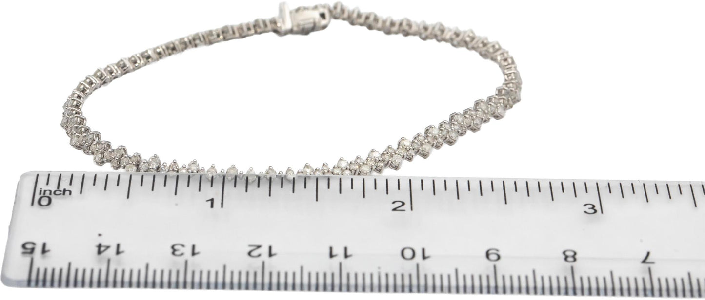 14k White Gold Round Diamond Fancy Link Bracelet 1.0CT