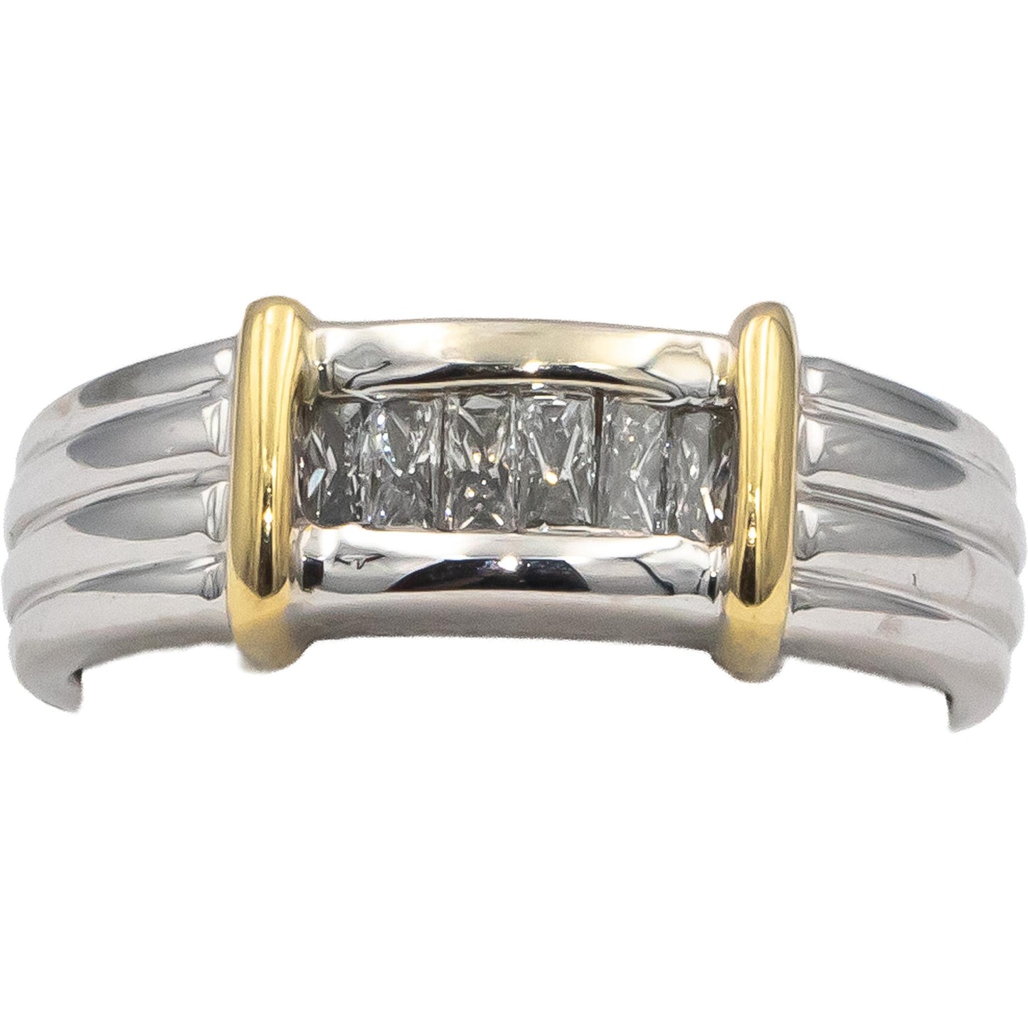 14k White & Yellow Gold VS Radiant Cut Channel Set Diamond Men's Ring 0.50CT