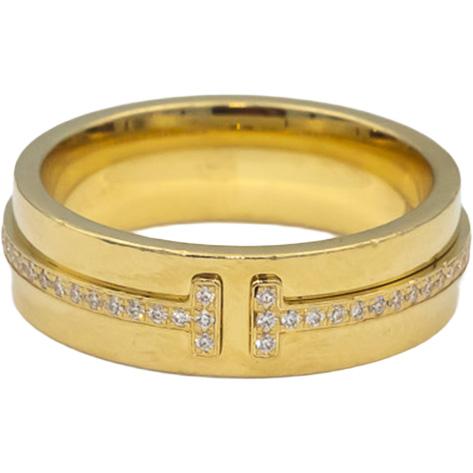 TIFFANY & CO. 18k Yellow Gold VS Round Diamond Tiffany T Ring .13CT 4350 Retail
