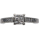 14k White Gold Princess & Round Diamond Engagement Ring 0.35CT Size 5.5