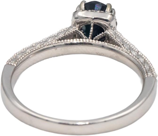 14k White Gold Oval Sapphire & Round Diamond Cocktail Ring 1.38CT Size 7