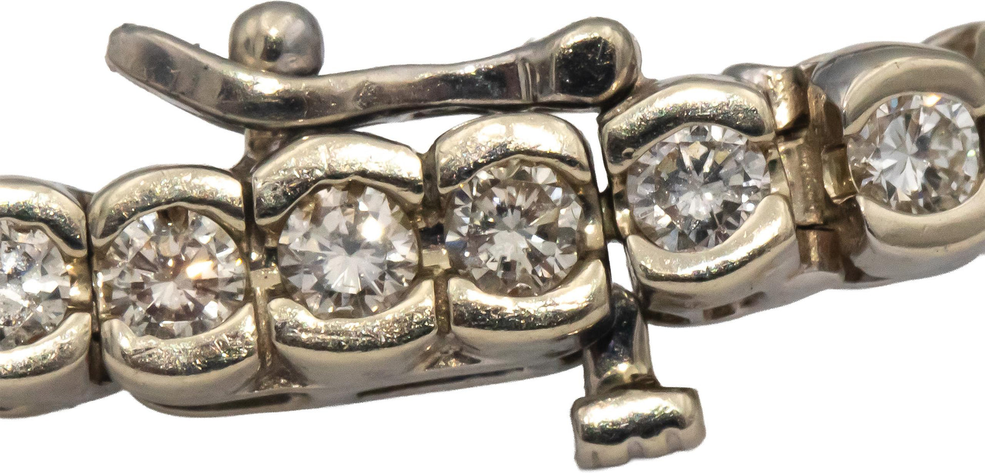 14k White Gold VS Round Half Bezel Set Diamond Tennis Bracelet 4.0CTW