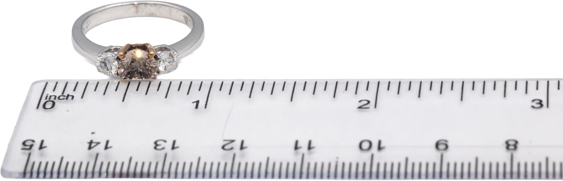 14k White & Rose Gold Round Diamond Three Stone Ring 1.41CT Size 7