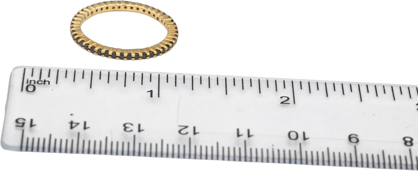 14k Yellow Gold Round Black Diamond Eternity Band Ring 0.50CT Size 6.75
