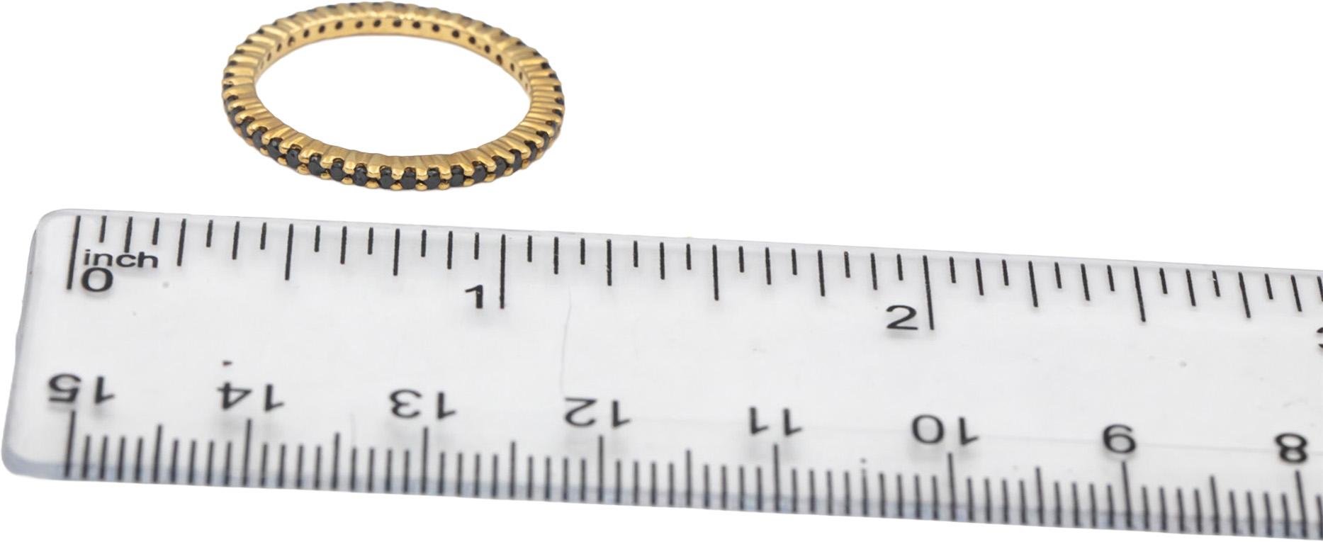 14k Yellow Gold Round Black Diamond Eternity Band Ring 0.50CT Size 6.75