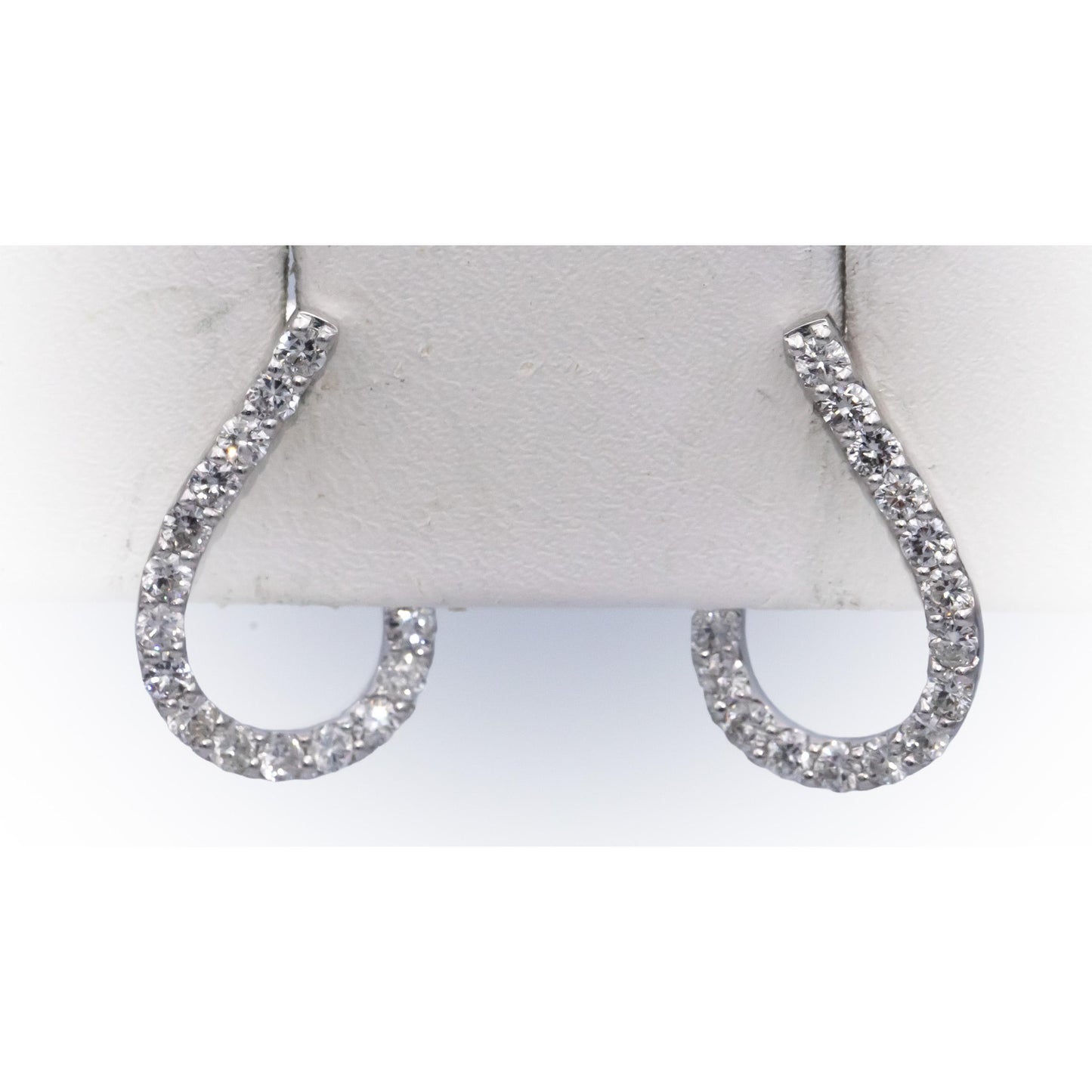 14k White Gold Round Diamond Spiral Hoop Earrings 1.43CT