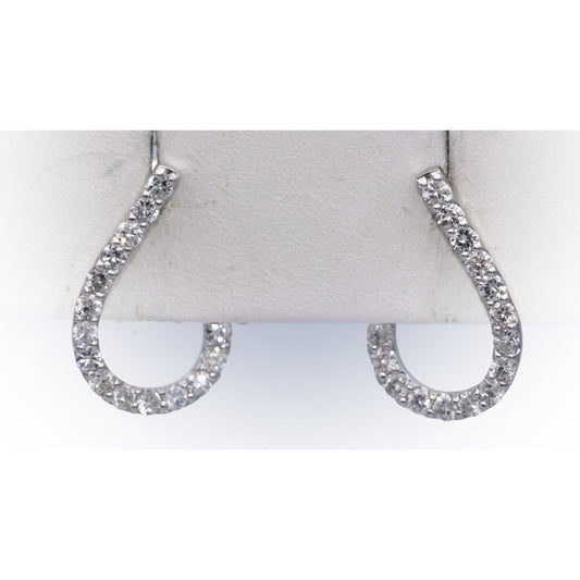 14k White Gold Round Diamond Spiral Hoop Earrings 1.43CT