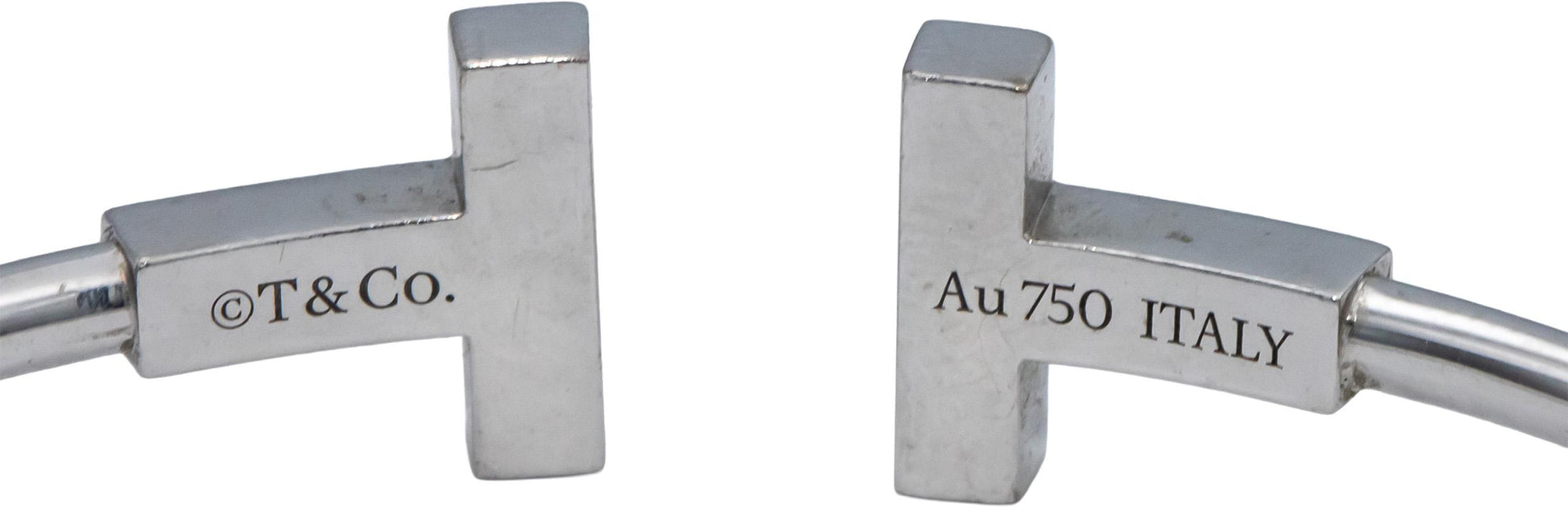 TIFFANY & CO. 18k White Gold VS Diamond & Enamel Tiffany T Bracelet .11CT $5200