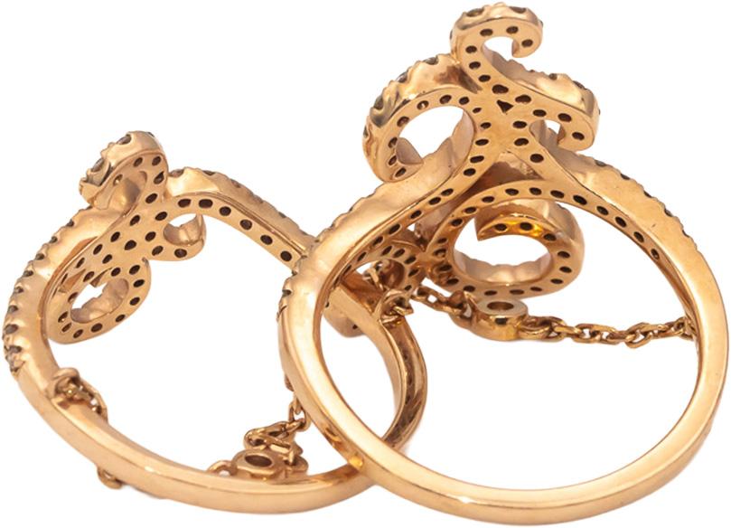 14k Rose Gold Round Diamond Scroll Work Double Ring 0.95CT Size 7.5