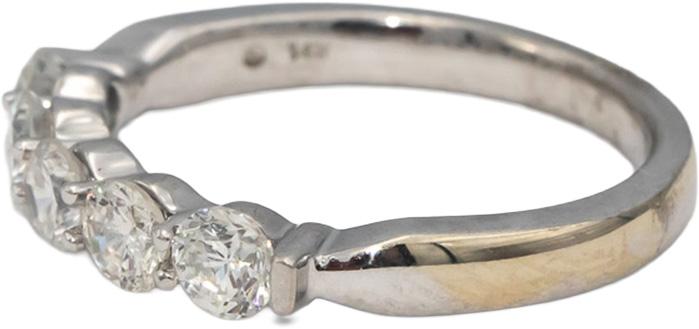14k White Gold Round Diamond Five Stone Band Ring 0.75CT Size 7