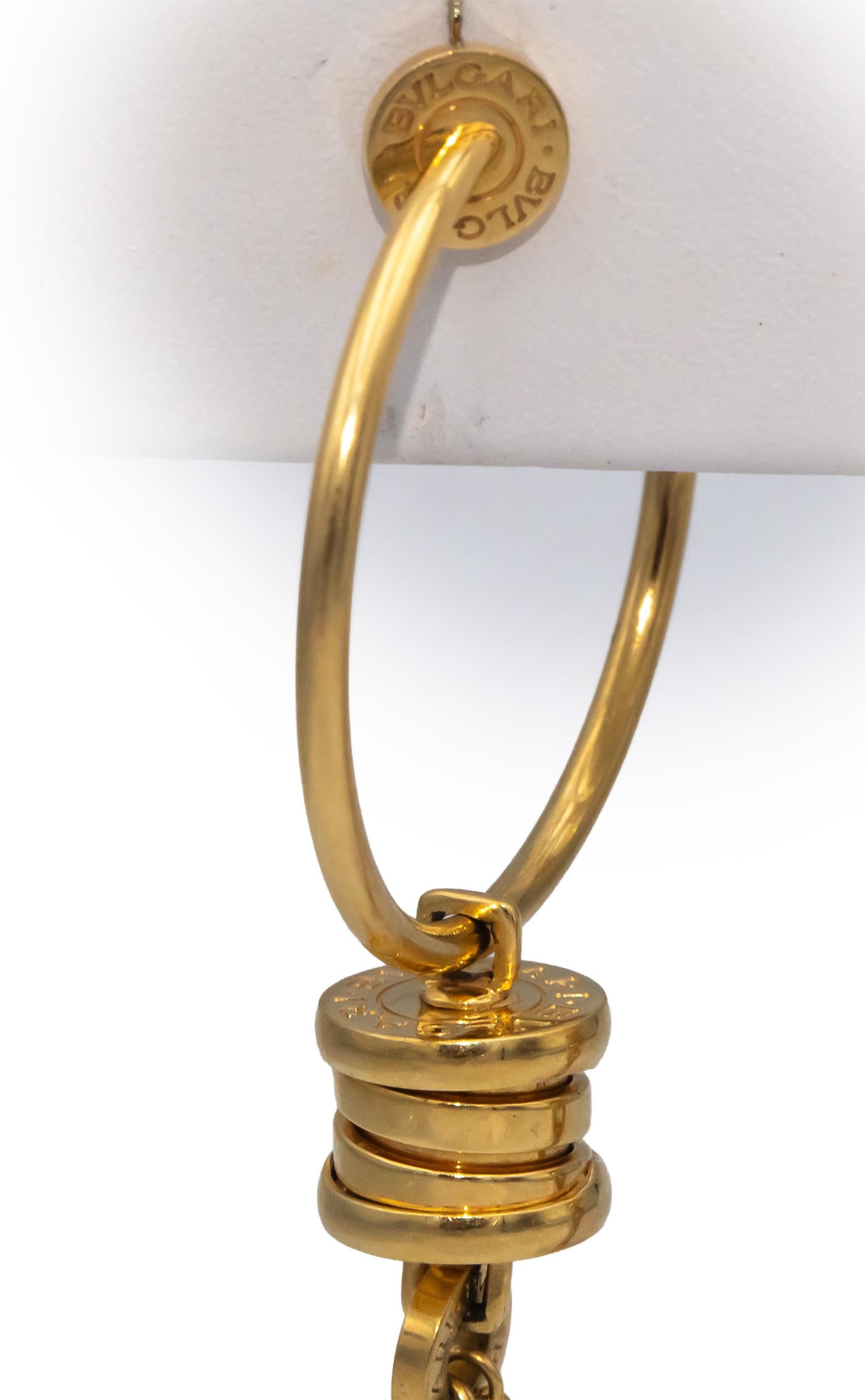 BVLGARI 18k Yellow Gold B.zero1 Dangling Drop Hoop Earrings