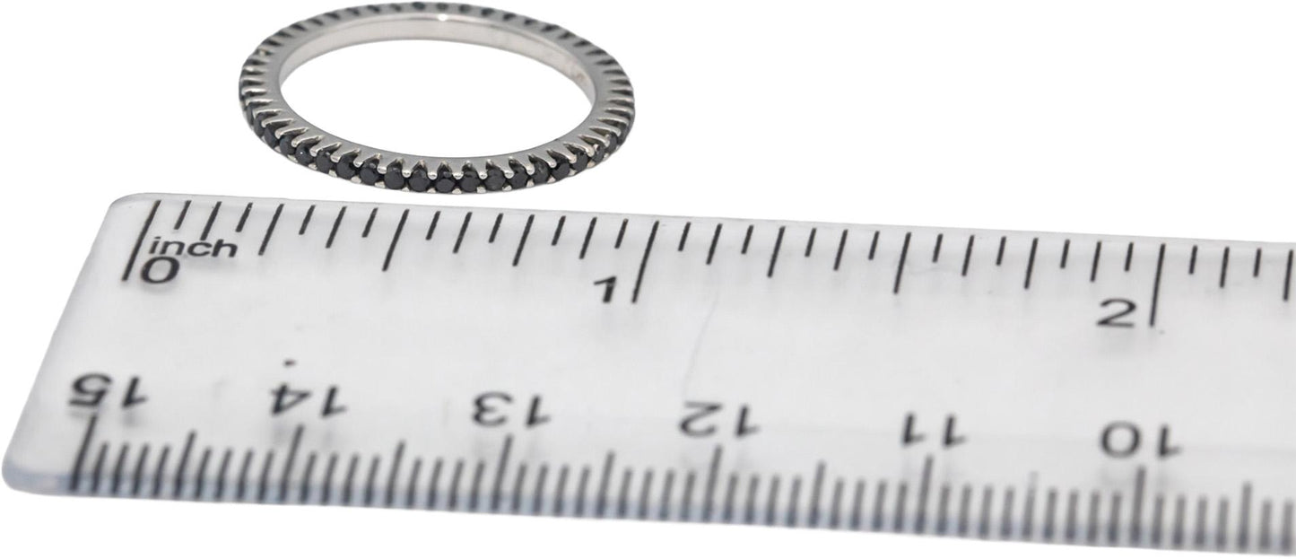 14k White Gold Round Black Diamond Eternity Band Ring 0.50CT Size 6