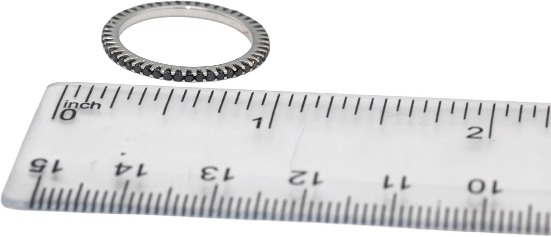 14k White Gold Round Black Diamond Eternity Band Ring 0.50CT Size 6