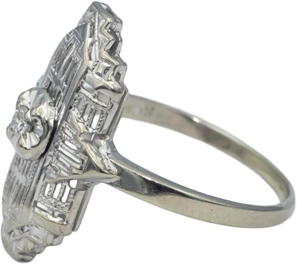 Vintage 10k White Gold VS Diamond Solitaire Filigree Ring 0.05CT Size 7