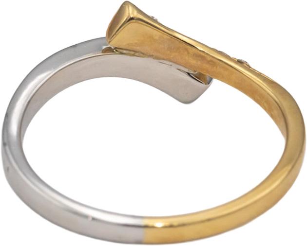 14k White & Yellow Gold Round Diamond Bypass Ring 0.15CT Size 7.25