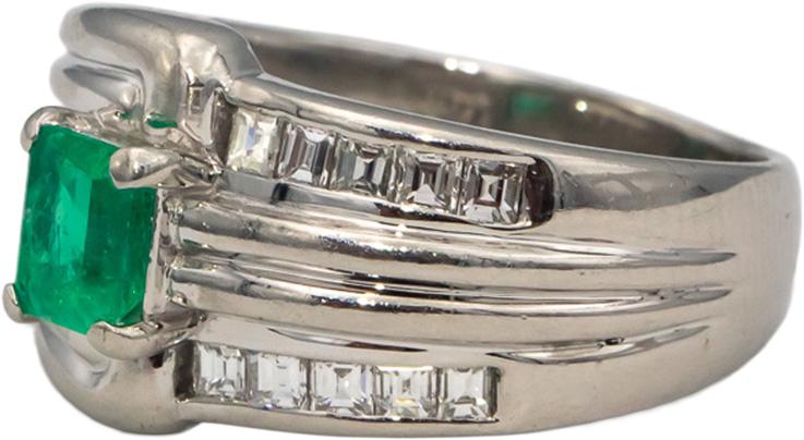 Platinum VS Diamond & Emerald Cocktail Ring 1.34CT Size 7.75