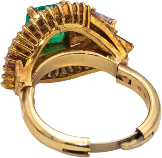 GIA Certified 14k Yellow Gold Colombian Emerald & Diamond Ring 4.0CTW Size 4.75