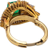 GIA Certified 14k Yellow Gold Colombian Emerald & Diamond Ring 4.0CTW Size 4.75