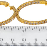 10k Yellow Gold Round Diamond Inside Out Hoop Earrings 5.0CT