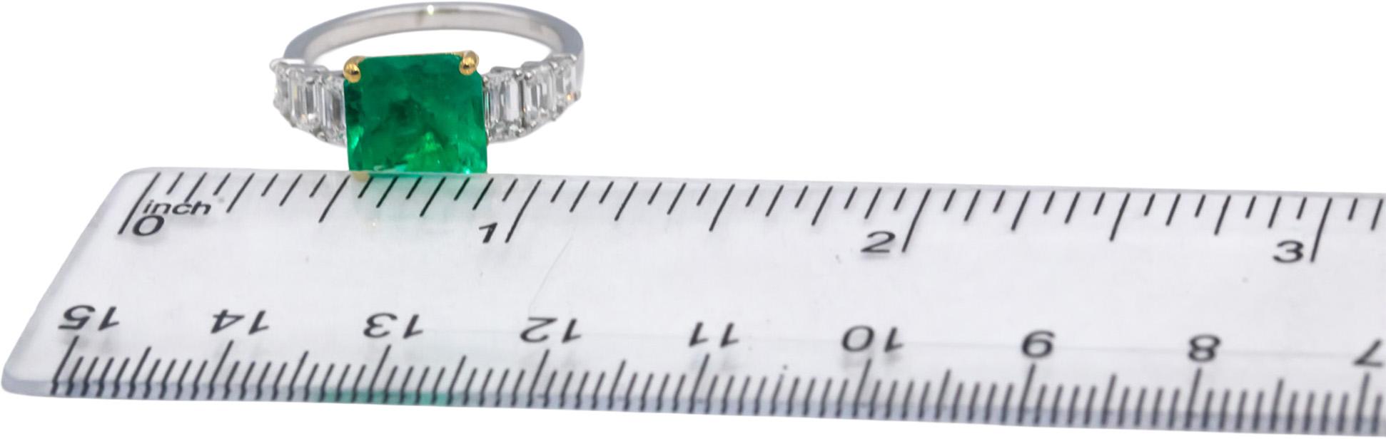 GIA 18k White Yellow Gold Colombian Emerald & Diamond Cocktail Ring 4.0CTW Sz 7