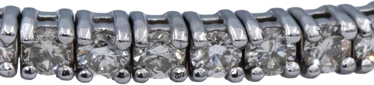 18k White Gold Round Diamond Flexible Bangle Bracelet 2.51CT
