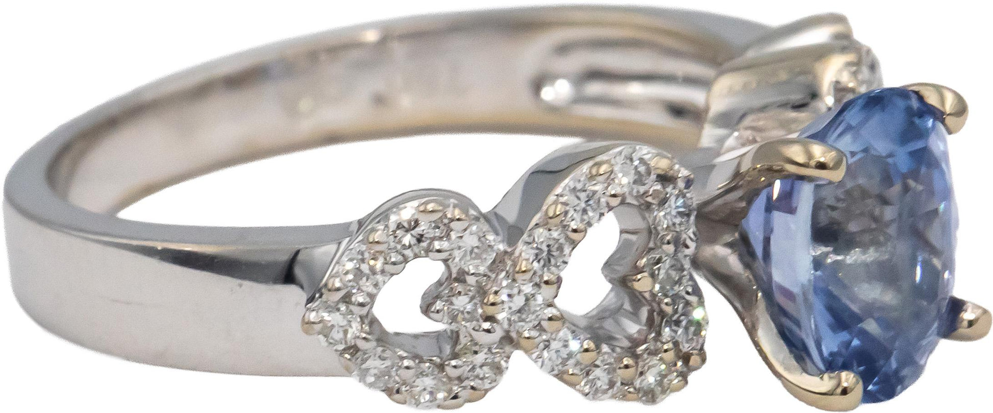 18k White Gold Blue Sapphire & Diamond Heart Cocktail Ring 1.99CTW Size 6.75