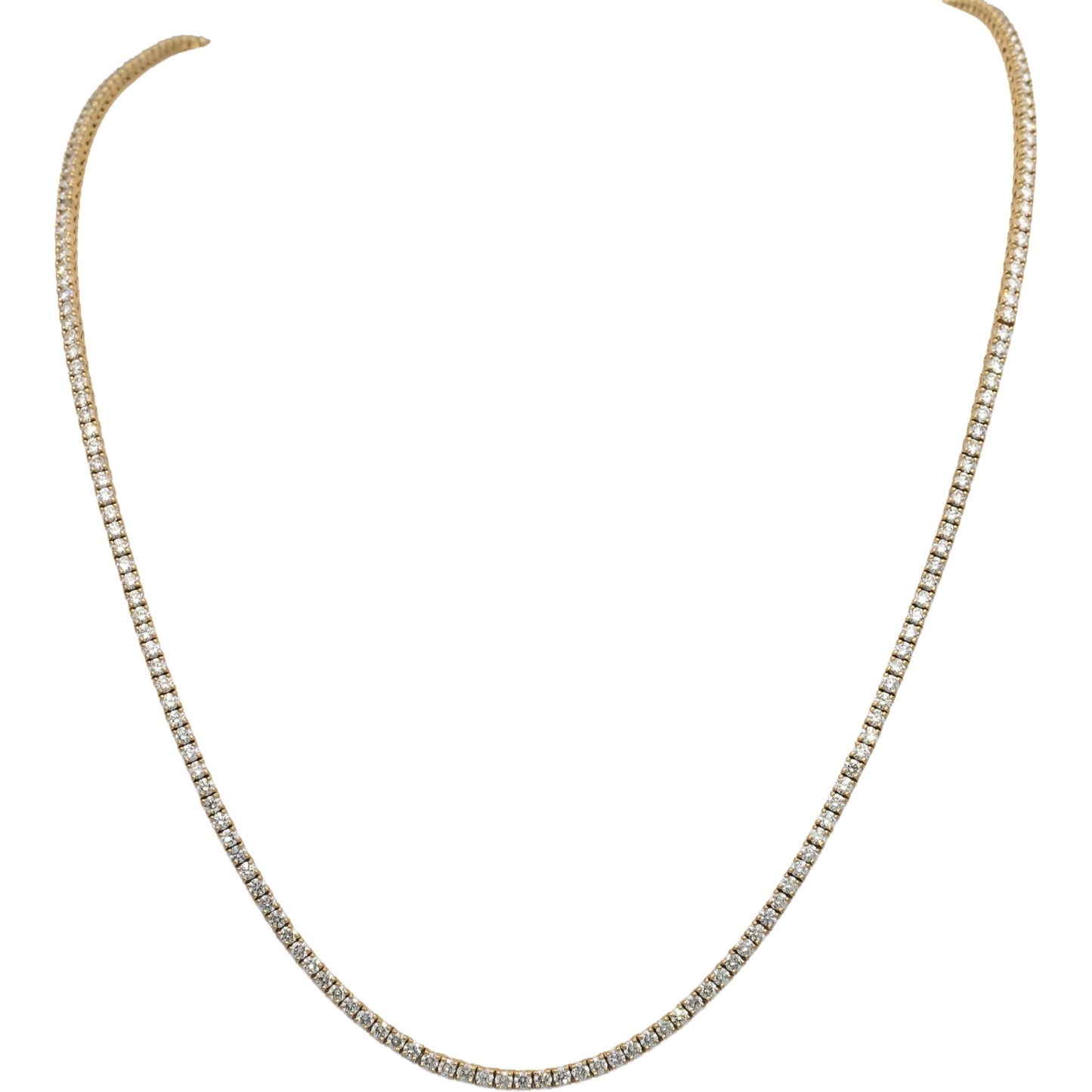 14k Yellow Gold VS Round Diamond Tennis Necklace 8.93CT