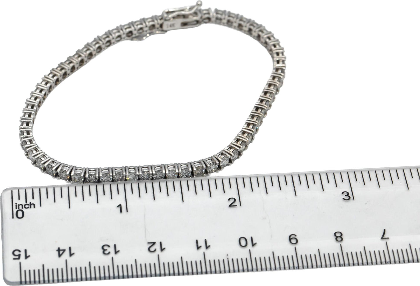 14k White Gold Round Diamond Tennis Bracelet 5.25CT