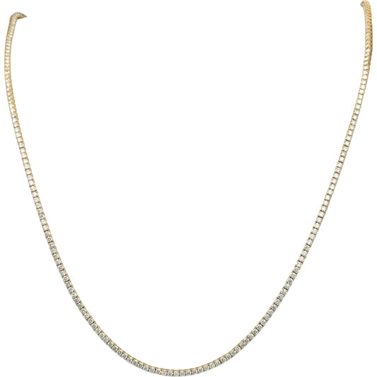 14k Yellow Gold VS Round Diamond Tennis Necklace 10.81CT