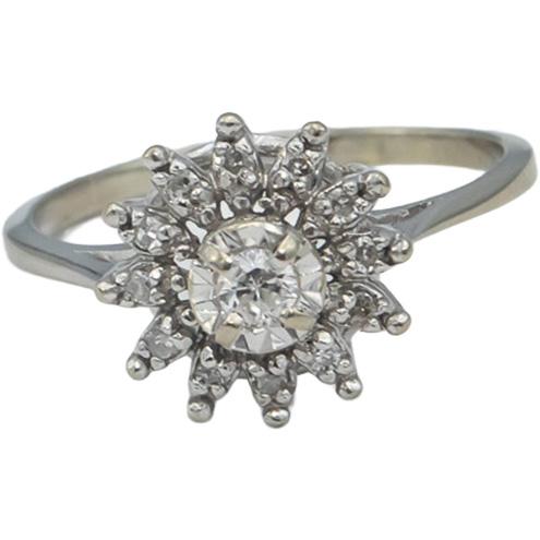 Vintage Antique 14k White Gold Round Diamond Halo Ring 0.25CT Size 9.25