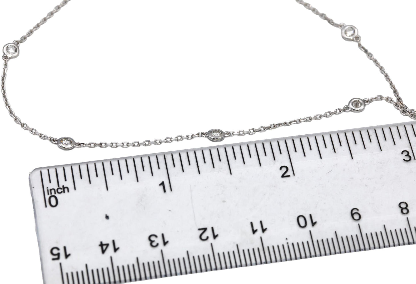 14k White Gold Round Diamond By The Yard Chain Necklace 0.64CT
