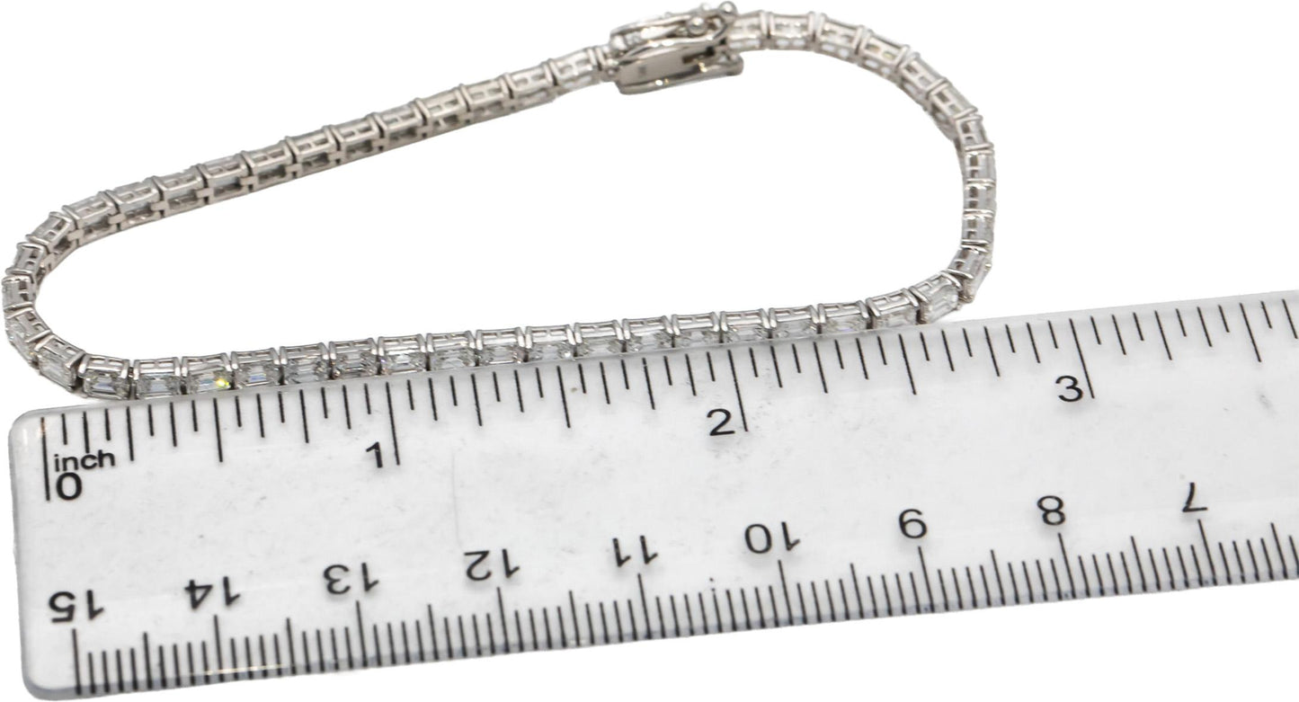 14k White Gold VS Emerald Cut Tennis Bracelet 5.64CT