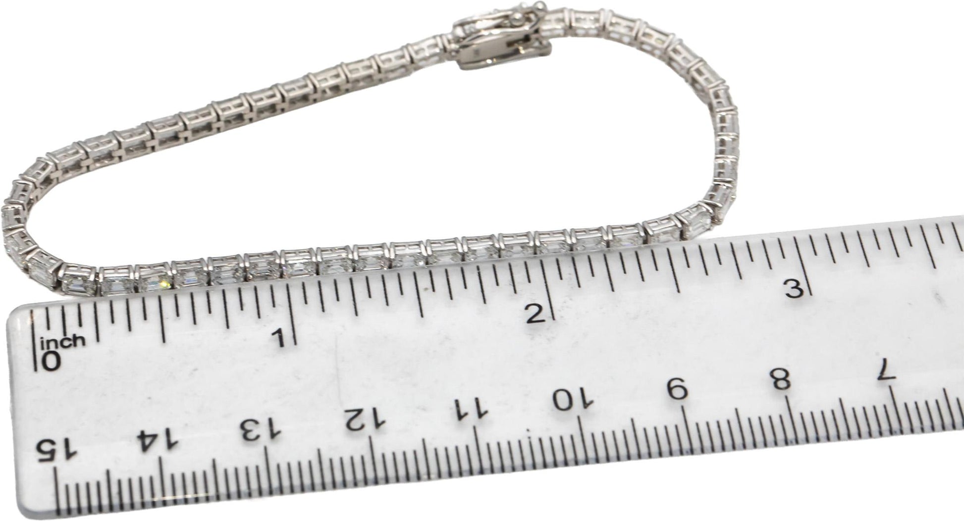 14k White Gold VS Emerald Cut Tennis Bracelet 5.64CT