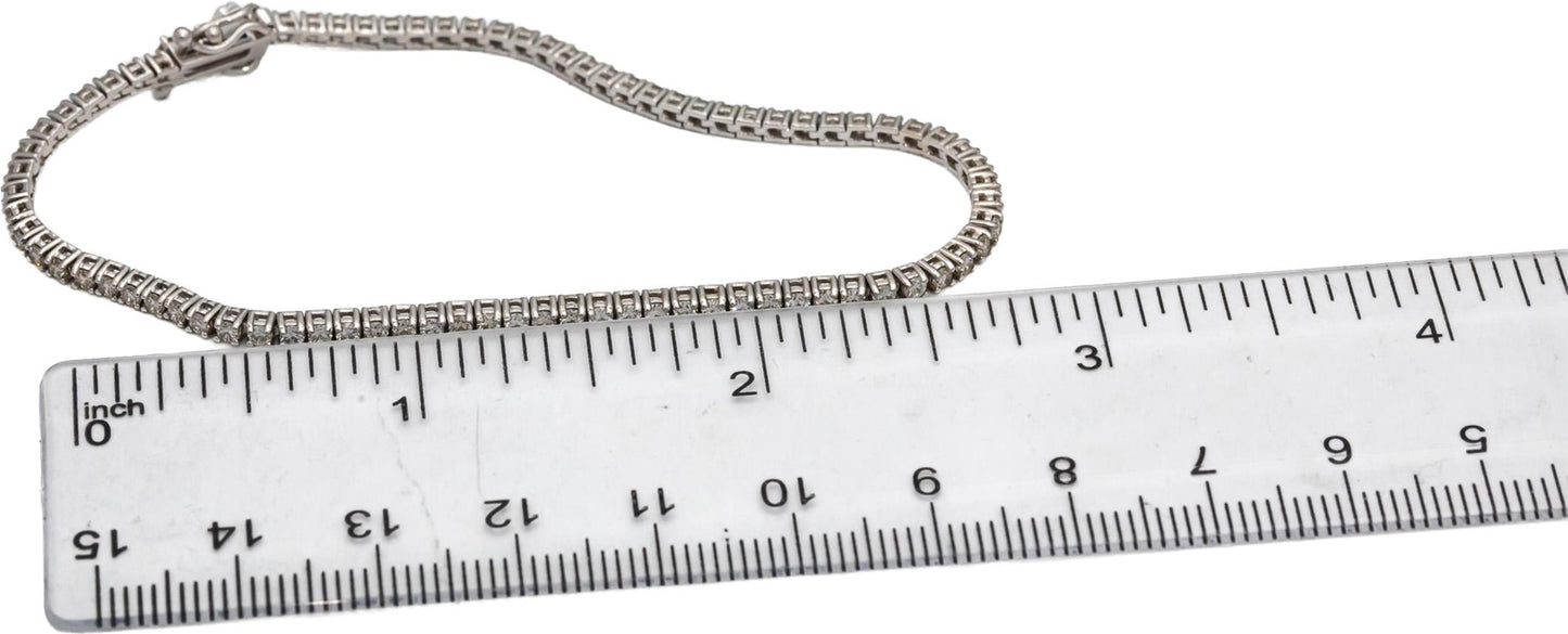 14k White Gold Round Diamond Tennis Bracelet 2.06CT