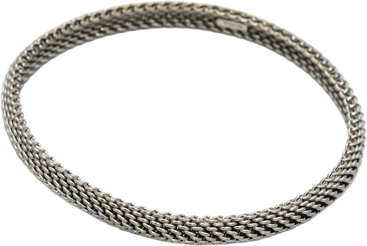 TIFFANY & CO. 18k White Gold Somerset Mesh Bangle Bracelet