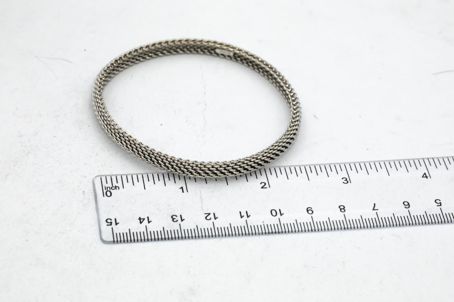 TIFFANY & CO. 18k White Gold Somerset Mesh Bangle Bracelet