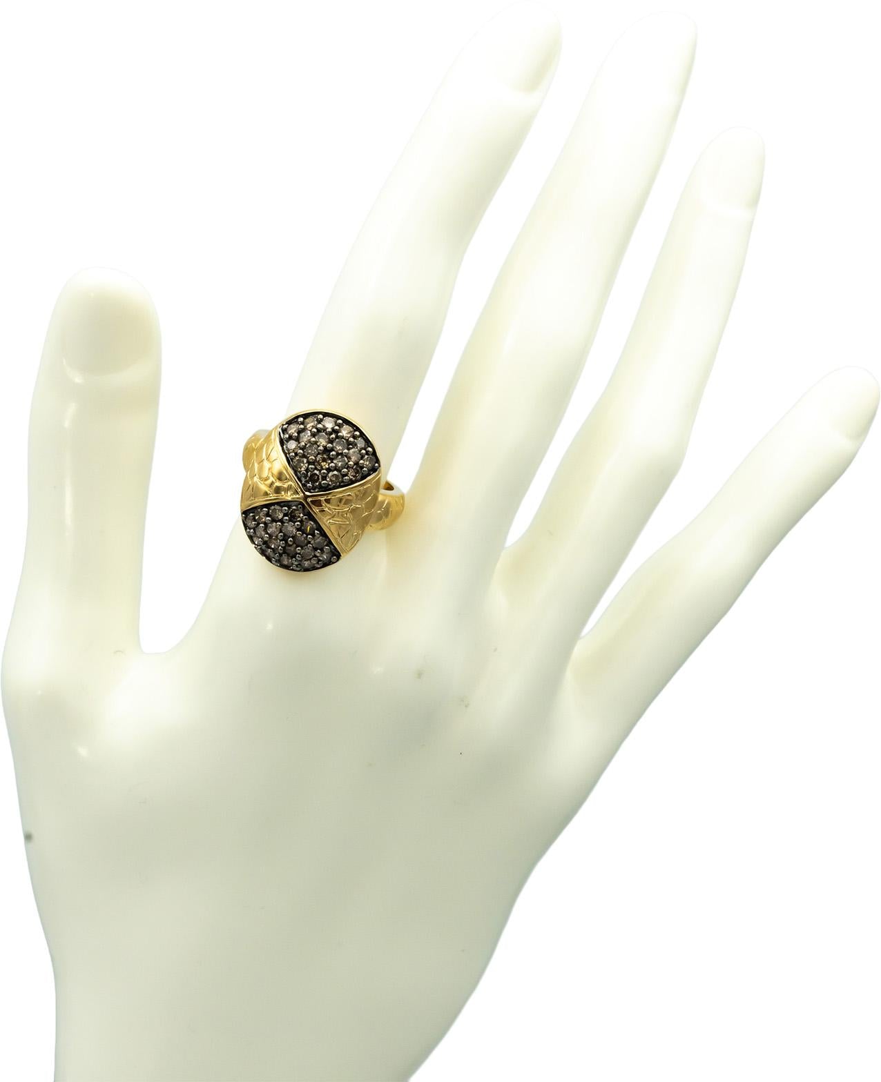 14k Yellow Gold Round Diamond Cluster Cocktail Ring 1.0CT Size 7