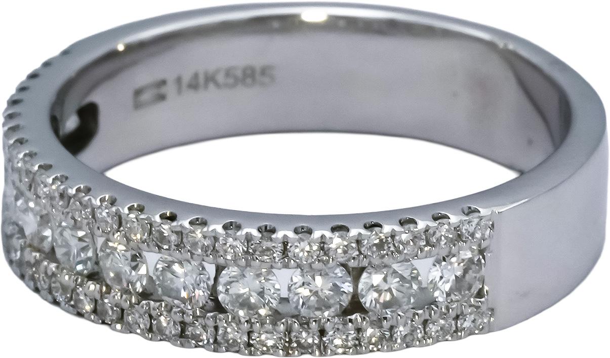 14k White Gold Round Diamond Band Ring 0.84CT Size 8