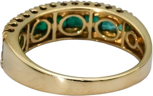 EFFY 14k Yellow Gold Emerald and Diamond Band Ring 0.85CTW Size 7.25