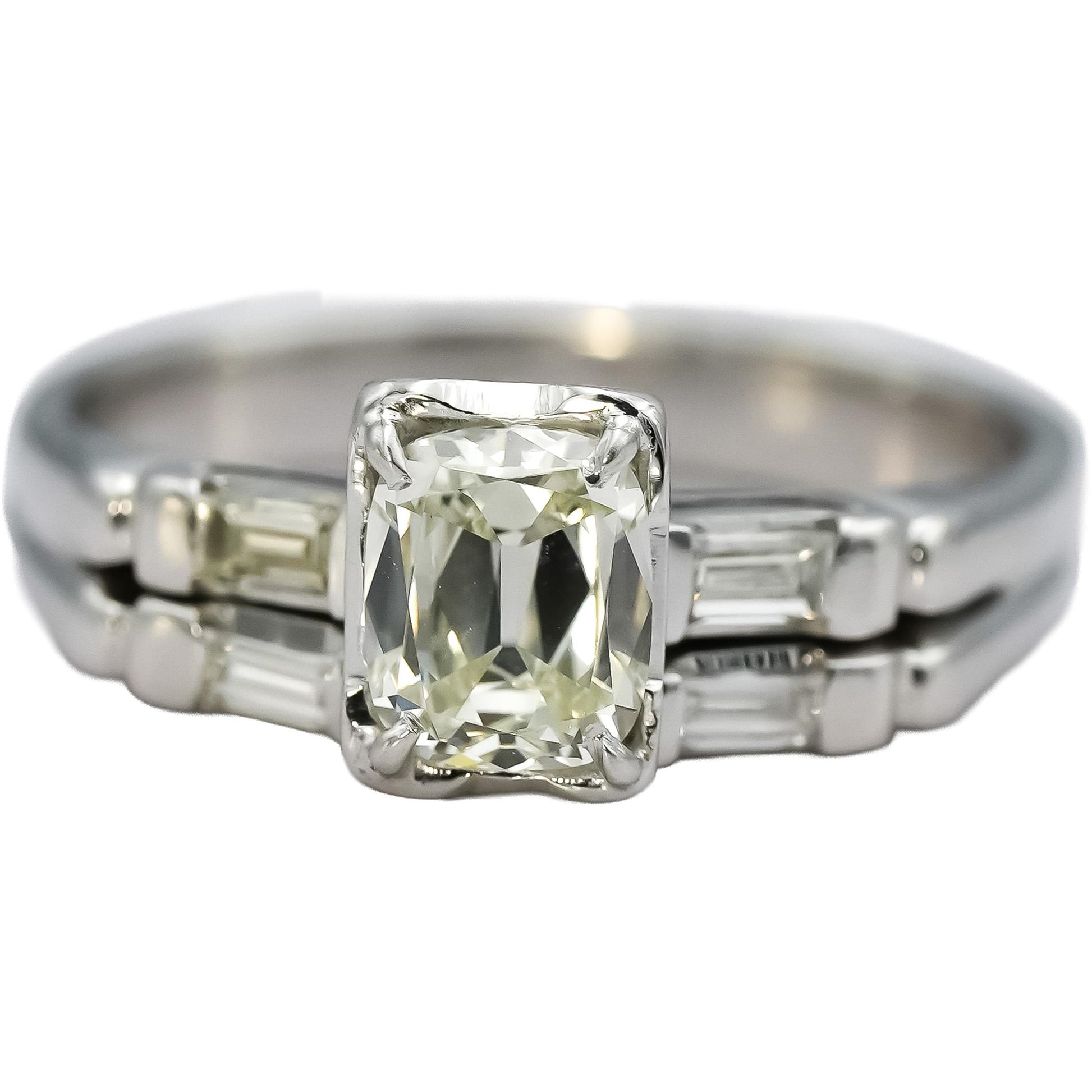 GIA 14k White Gold VS1/K Old Mine Diamond Engagement Ring 1.20CT w/ 1.0CT Center