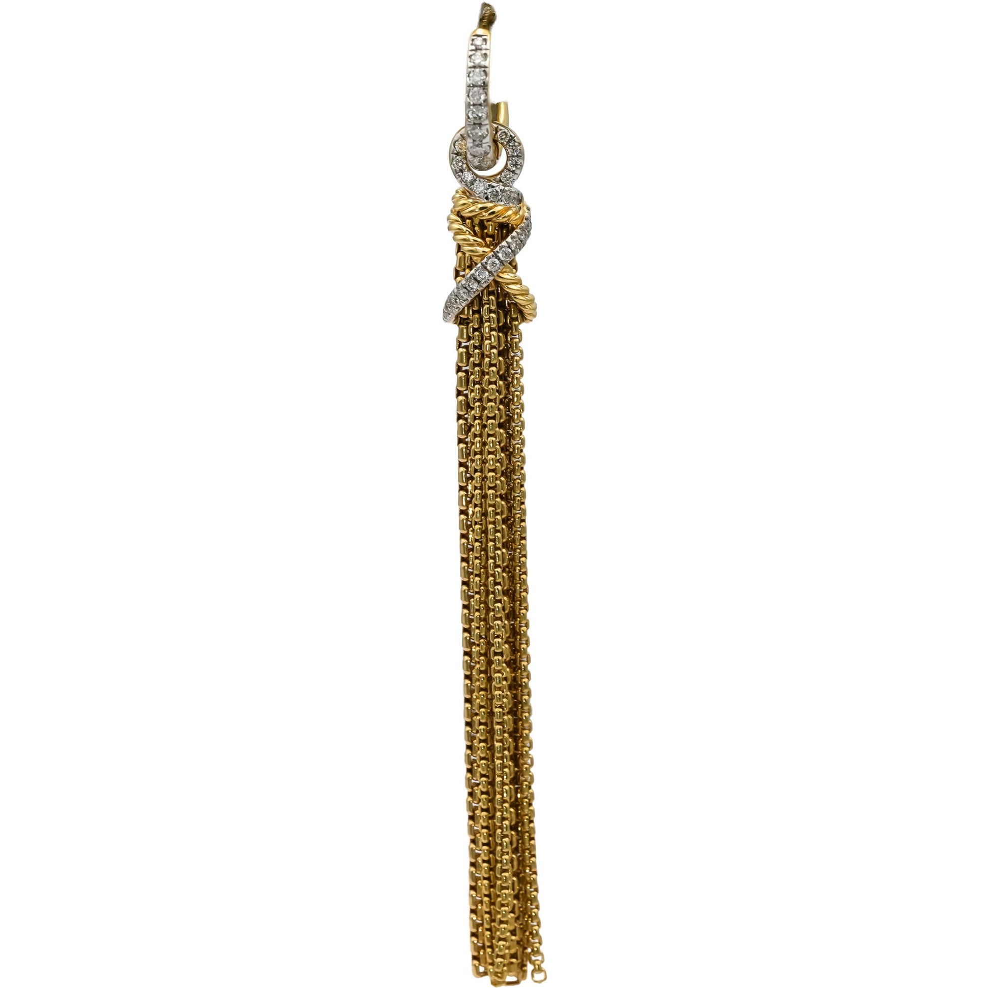 DAVID YURMAN 18k Yellow Gold VS Diamond Helena Chain Tassel Earrings 0.50CT