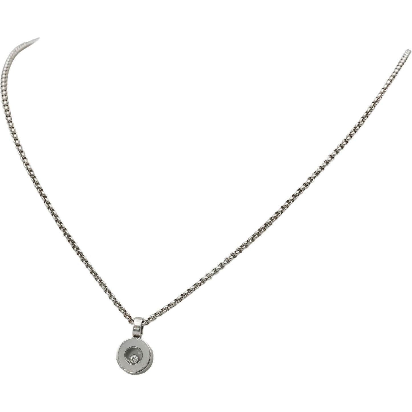 CHOPARD 18k White Gold Happy Spirit Floating Diamond Pendant Necklace
