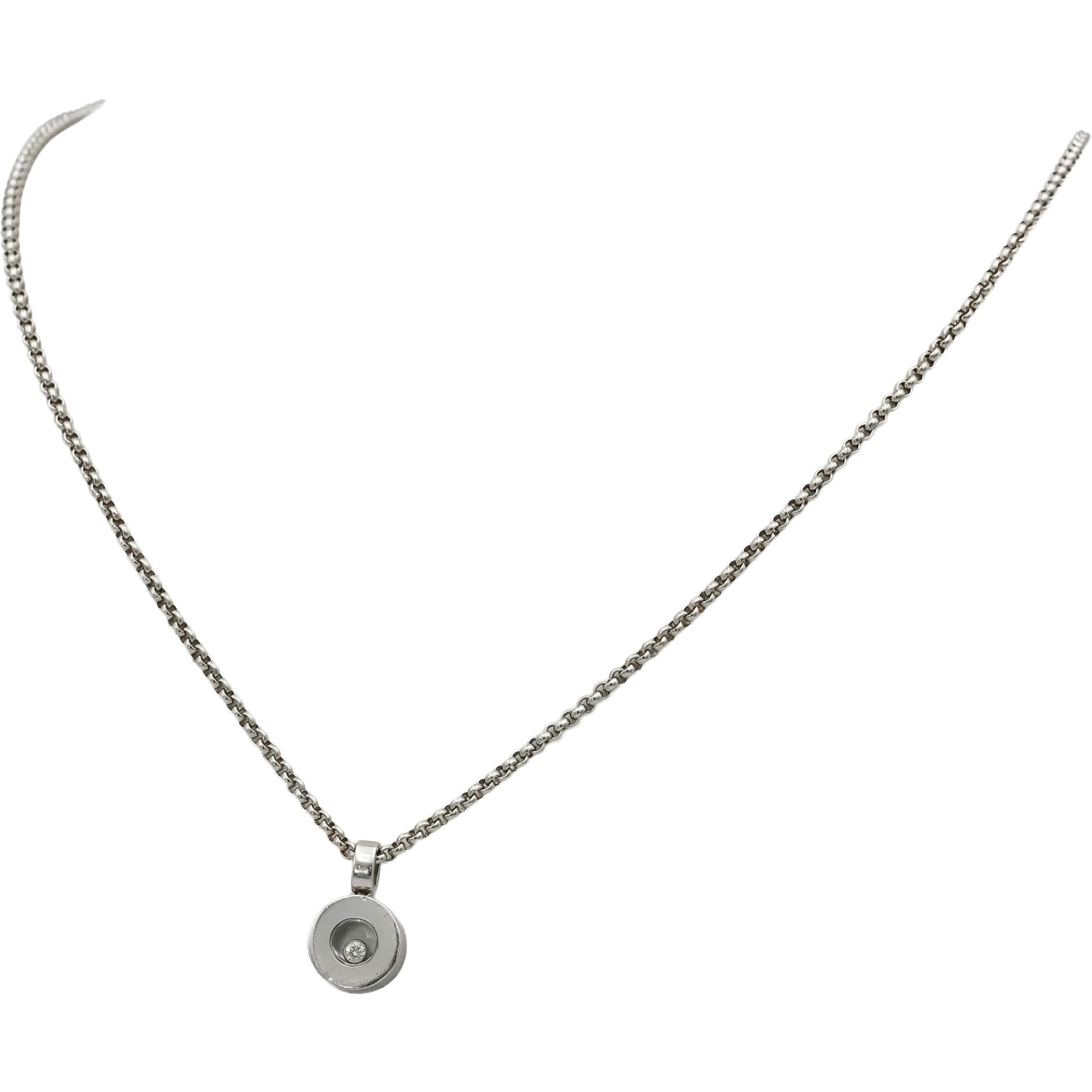 CHOPARD 18k White Gold Happy Spirit Floating Diamond Pendant Necklace