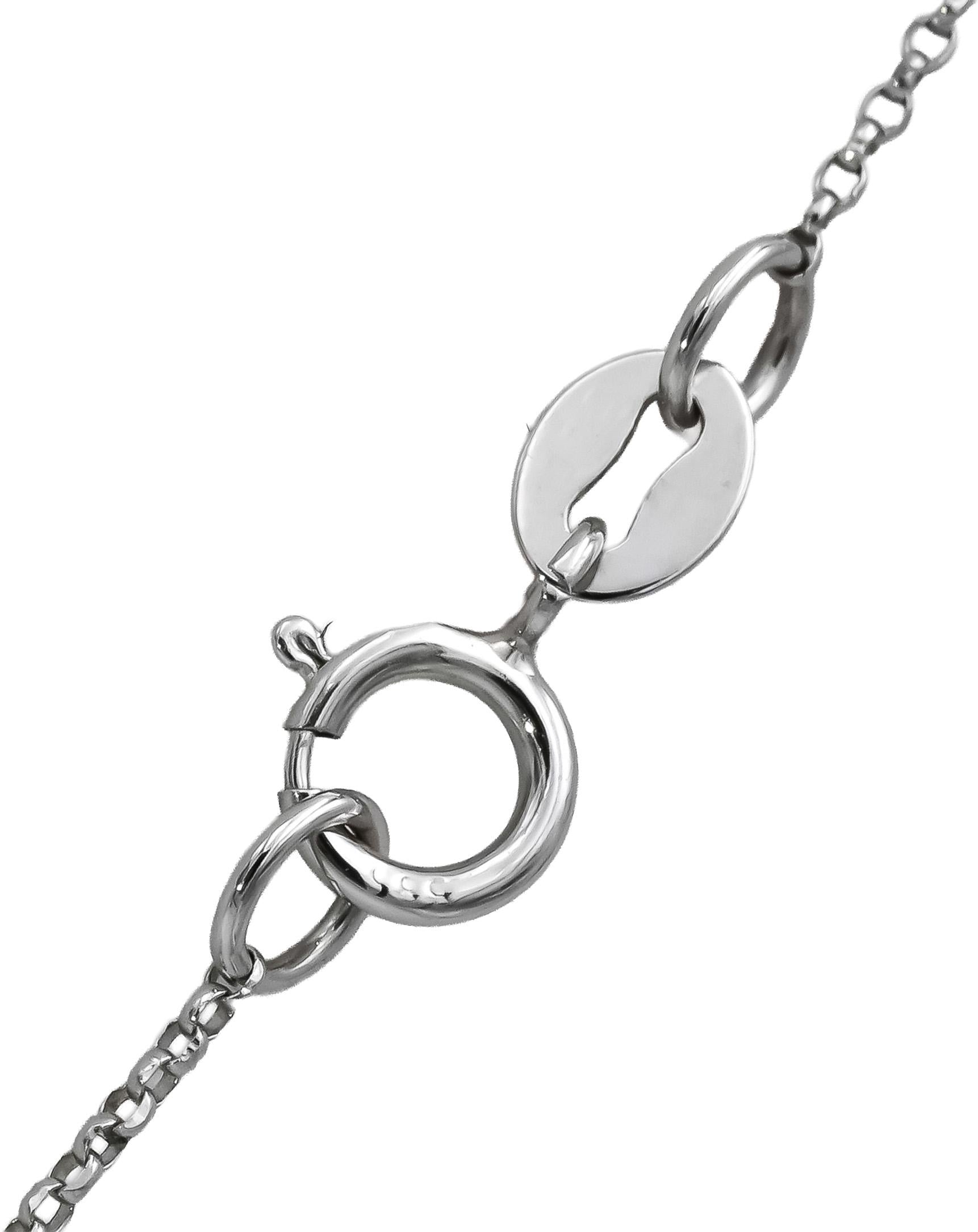 14k White Gold Round White and Black Diamond Spiral Pendant Necklace 0.75CT