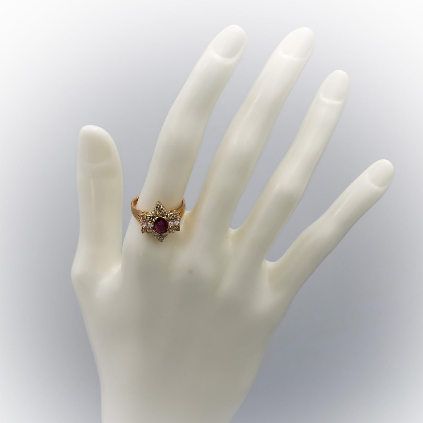 14k Yellow Gold Diamond and Ruby Cocktail Ring 1.25CTW Size 7.5