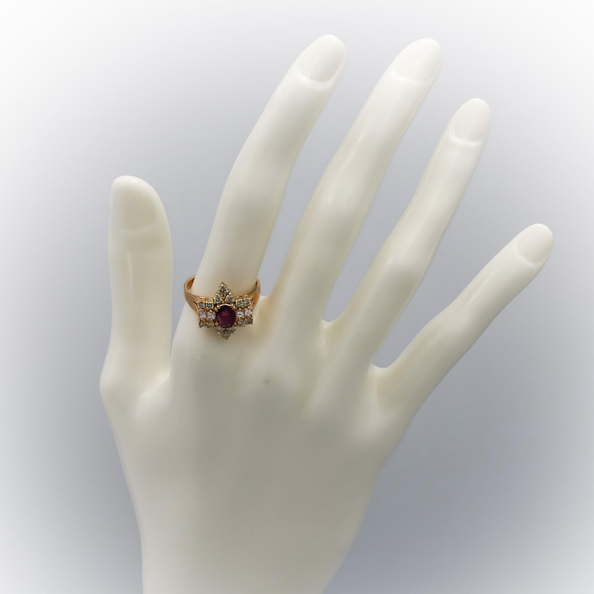 14k Yellow Gold Diamond and Ruby Cocktail Ring 1.25CTW Size 7.5