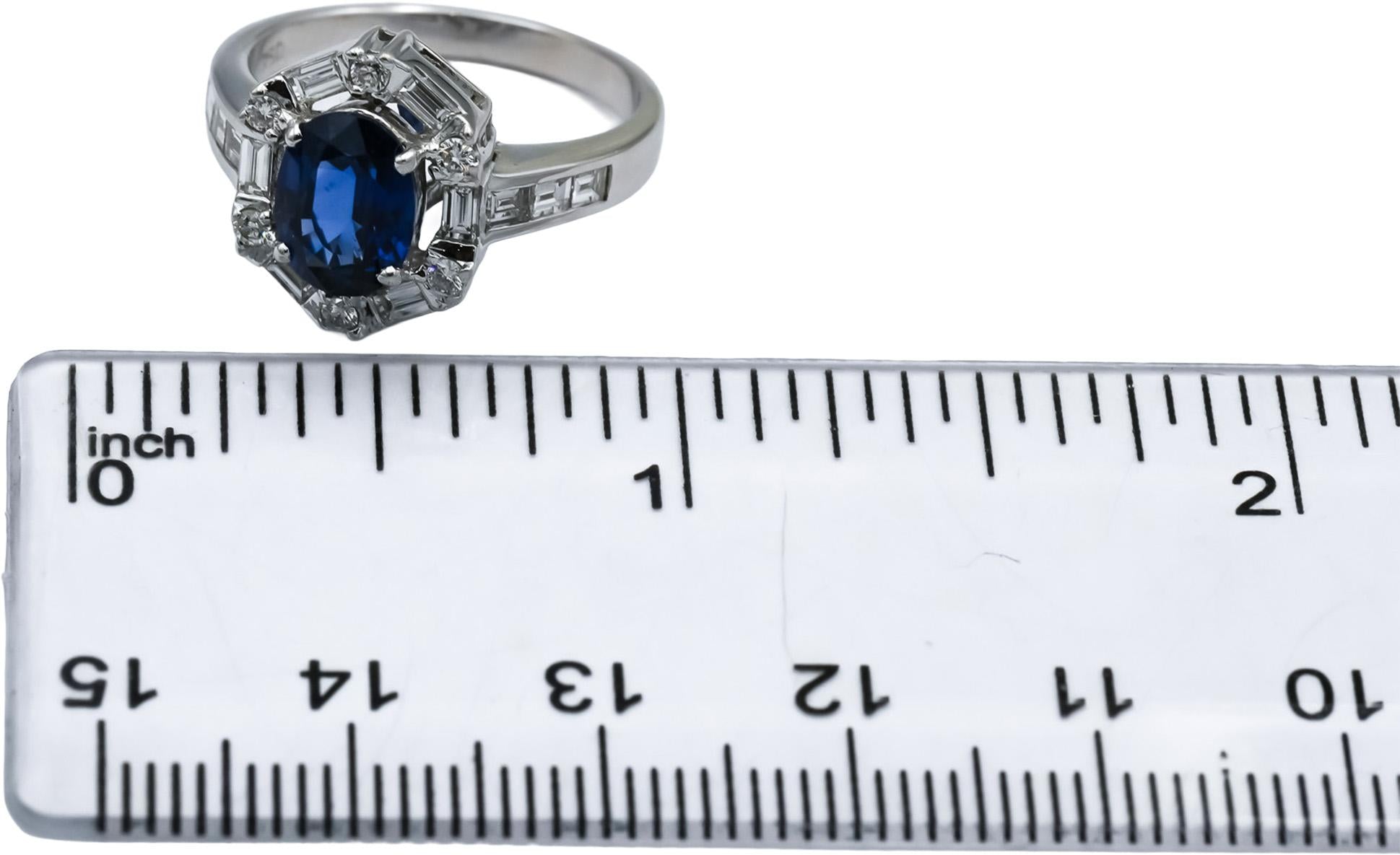 18k White Gold Diamond and Blue Sapphire Cocktail Ring 2.10CTW Size 6.5