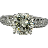 10k White Gold Round Diamond Engagement Ring 3.74CT w/ 3.26CT Center Size 6.75