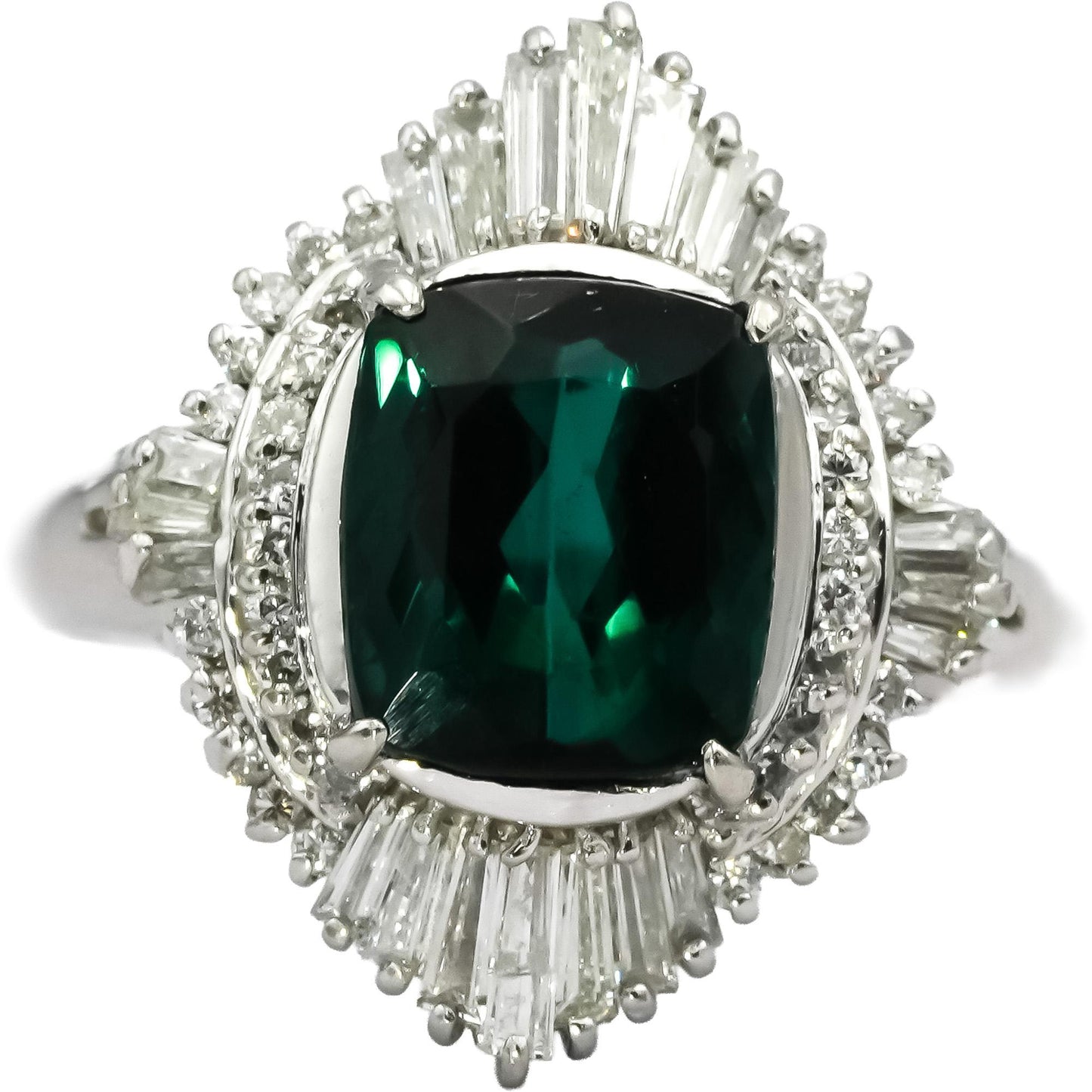 Platinum Tourmaline & VS Diamond Cocktail Ring 3.31CT Size 8